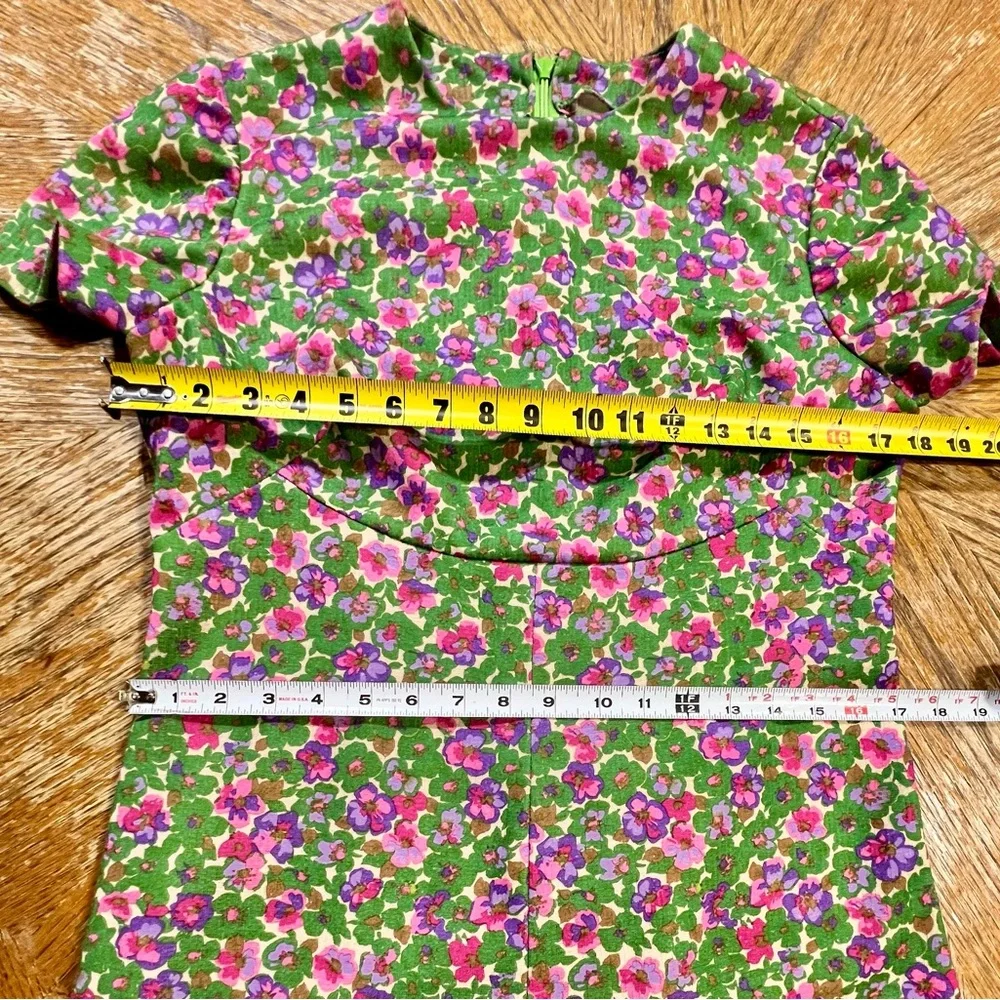 VINTAGE Flower Power‎ bold psychedelic floral long maxi dress gown polyester 60s